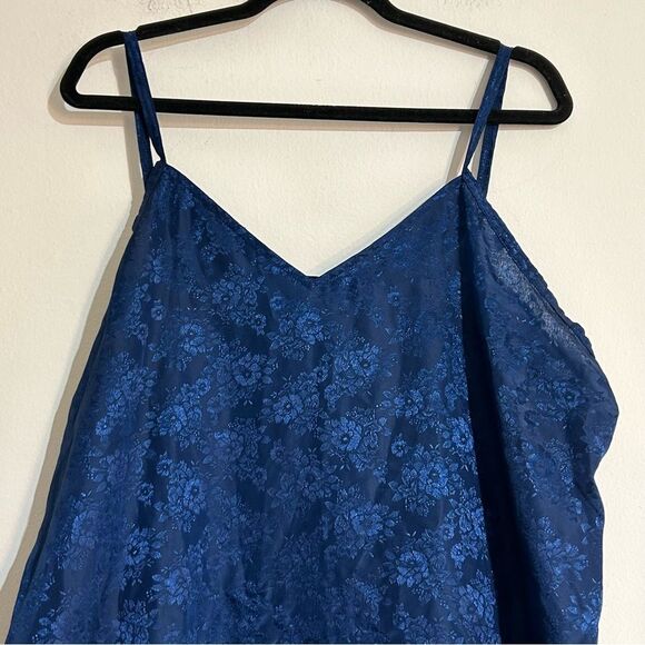 Vintage Blue Floral Embossed Slip Midi Dress Size 1X Fairy Witchy Whimsygoth - Picture 3 of 9